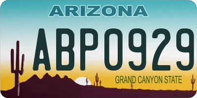 AZ license plate ABP0929