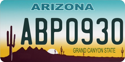AZ license plate ABP0930