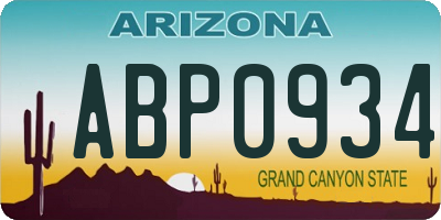 AZ license plate ABP0934