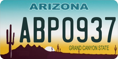 AZ license plate ABP0937