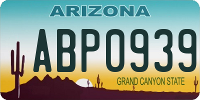 AZ license plate ABP0939