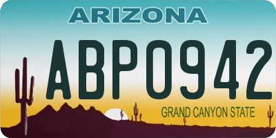 AZ license plate ABP0942