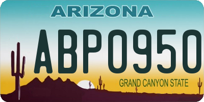 AZ license plate ABP0950
