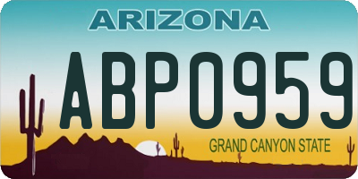 AZ license plate ABP0959