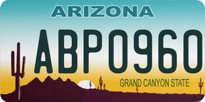 AZ license plate ABP0960