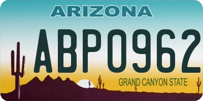 AZ license plate ABP0962