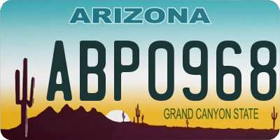AZ license plate ABP0968