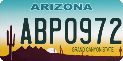 AZ license plate ABP0972