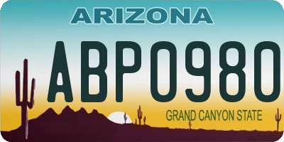 AZ license plate ABP0980
