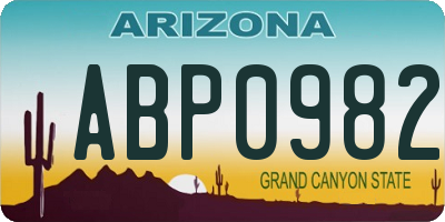 AZ license plate ABP0982