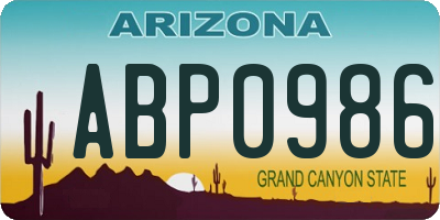 AZ license plate ABP0986
