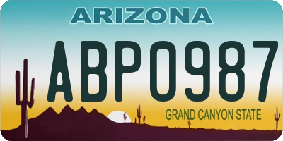 AZ license plate ABP0987