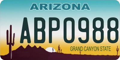 AZ license plate ABP0988