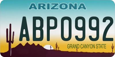 AZ license plate ABP0992