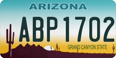 AZ license plate ABP1702