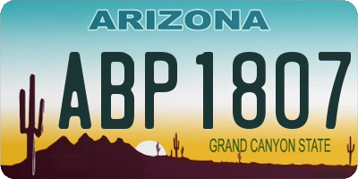 AZ license plate ABP1807