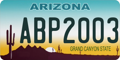 AZ license plate ABP2003