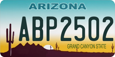 AZ license plate ABP2502