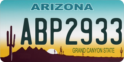 AZ license plate ABP2933