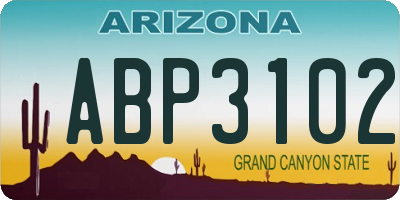AZ license plate ABP3102