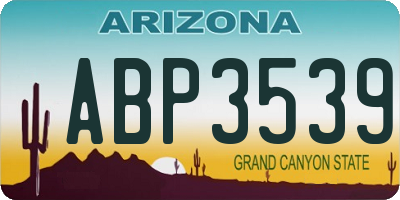 AZ license plate ABP3539
