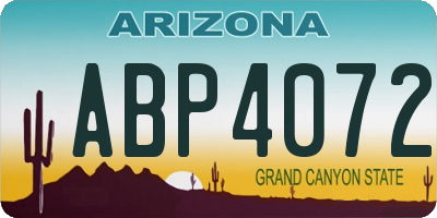 AZ license plate ABP4072