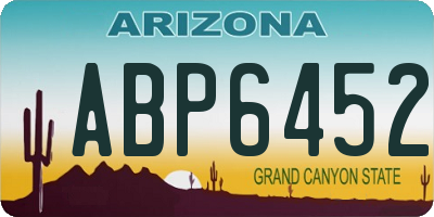 AZ license plate ABP6452