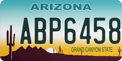 AZ license plate ABP6458