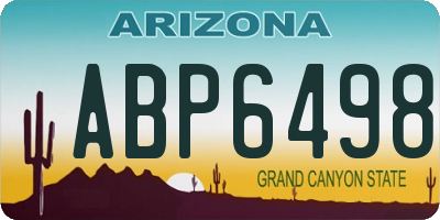AZ license plate ABP6498
