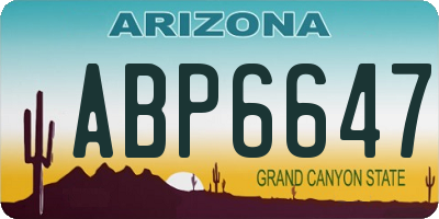 AZ license plate ABP6647