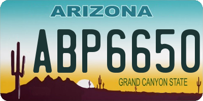 AZ license plate ABP6650