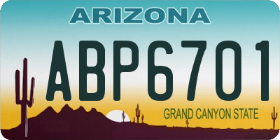 AZ license plate ABP6701