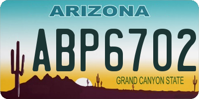 AZ license plate ABP6702