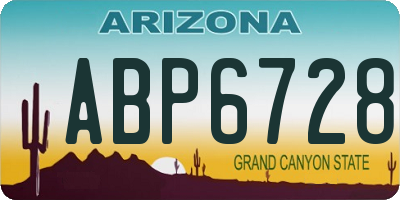 AZ license plate ABP6728