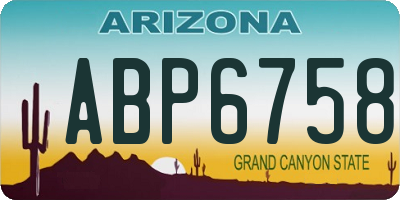 AZ license plate ABP6758