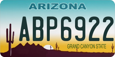 AZ license plate ABP6922
