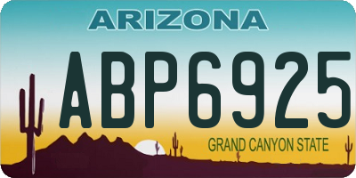 AZ license plate ABP6925