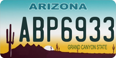 AZ license plate ABP6933