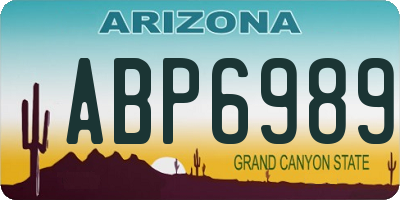AZ license plate ABP6989