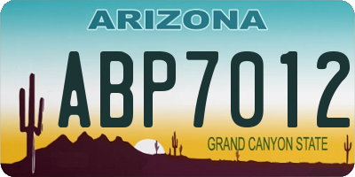 AZ license plate ABP7012