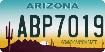 AZ license plate ABP7019