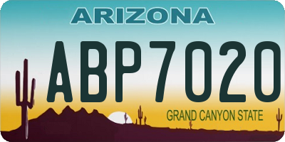 AZ license plate ABP7020