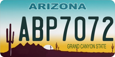 AZ license plate ABP7072