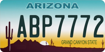 AZ license plate ABP7772