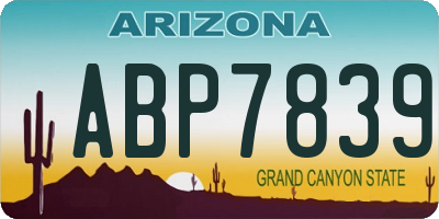 AZ license plate ABP7839