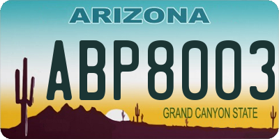 AZ license plate ABP8003