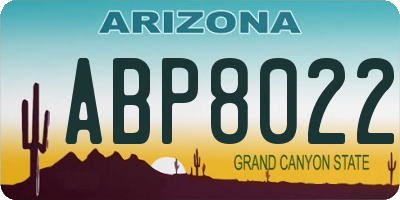 AZ license plate ABP8022