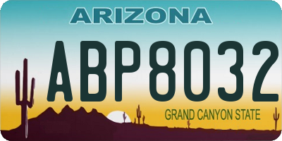 AZ license plate ABP8032