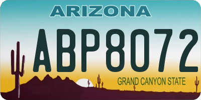 AZ license plate ABP8072