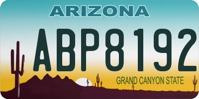 AZ license plate ABP8192